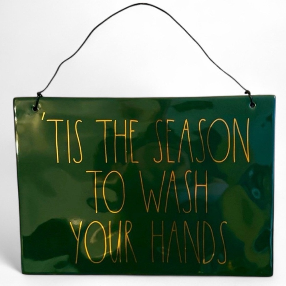 NWT Rae Dunn Ceramic Hanging Wall Sign Plaque Tis The Season To Wash Your Hands